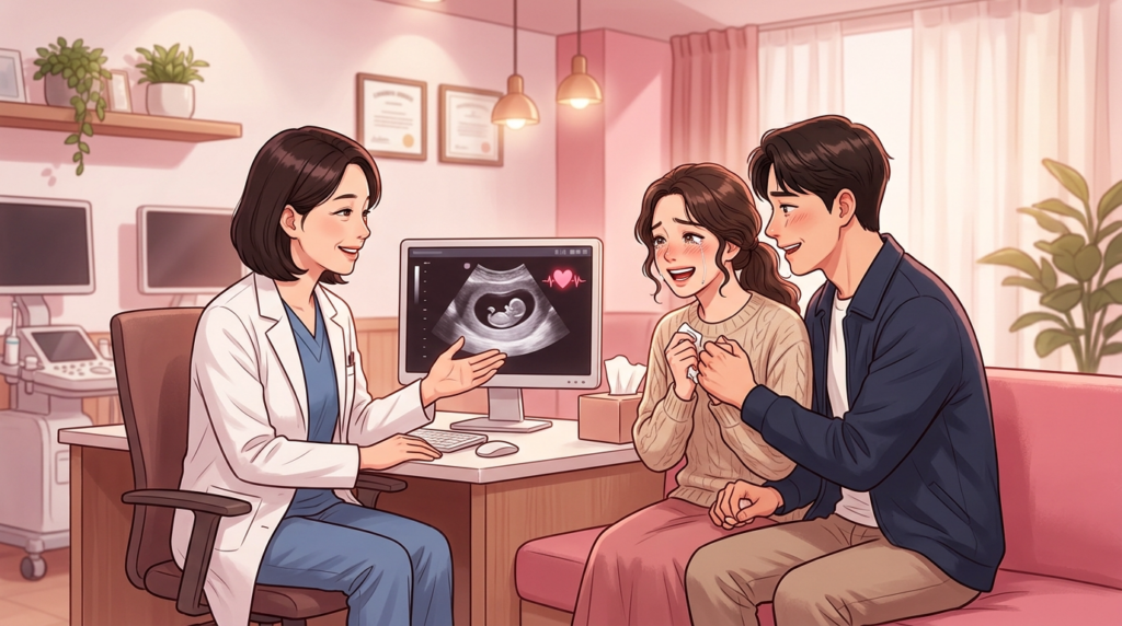 희망적인 분위기의 난임 및 가임 관련 한국 웹툰 일러스트